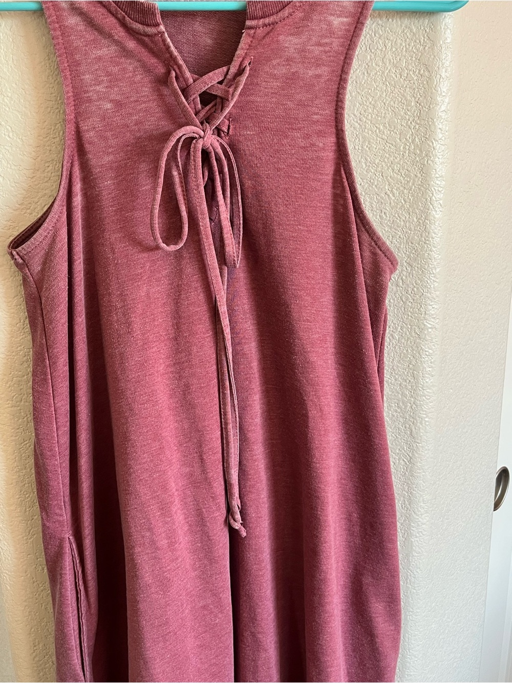 Z Supply Dusty Rose Lace-Up, Racerback Tank Dress - Picture 5 of 6